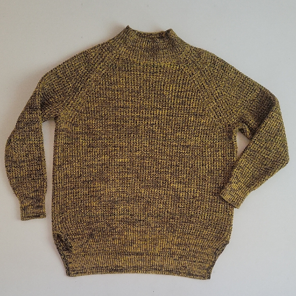 BDG Women's Turtleneck Sweater in Chartreuse and Black